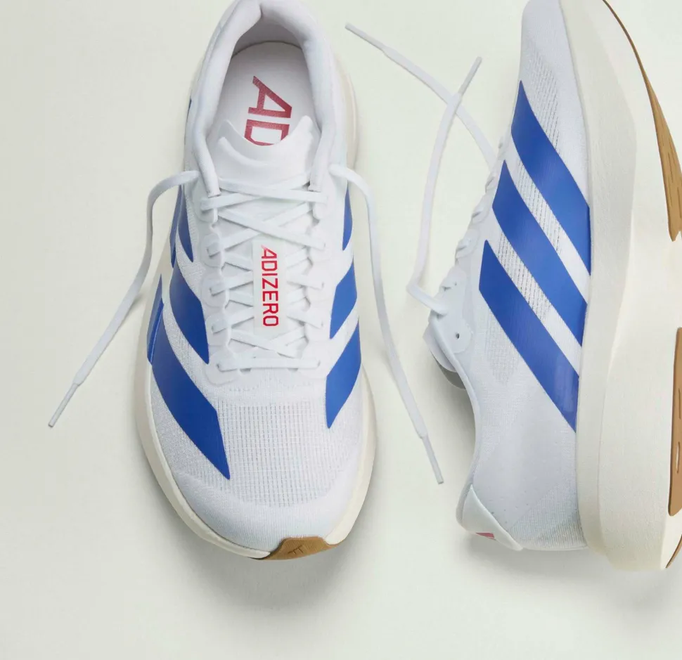 Adidas Men's Adizero Evo SL Cloud White / Royal Blue / Pure Ruby