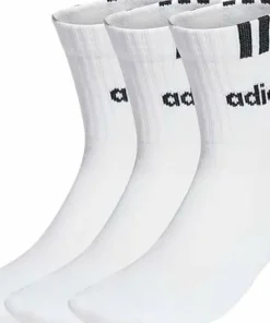 Adidas 3-Stripes Linear Half-Crew Cushioned Socks 3 Pairs White/black
