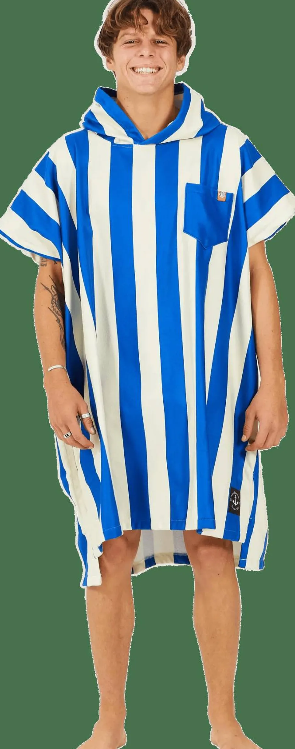 After Essentials Poncho Swim Club Stripes Blue