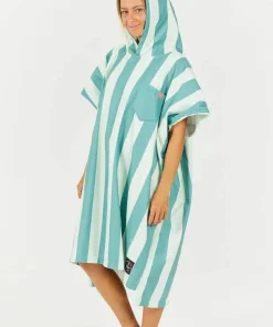 After Essentials Poncho Swim Club Stripes Green
