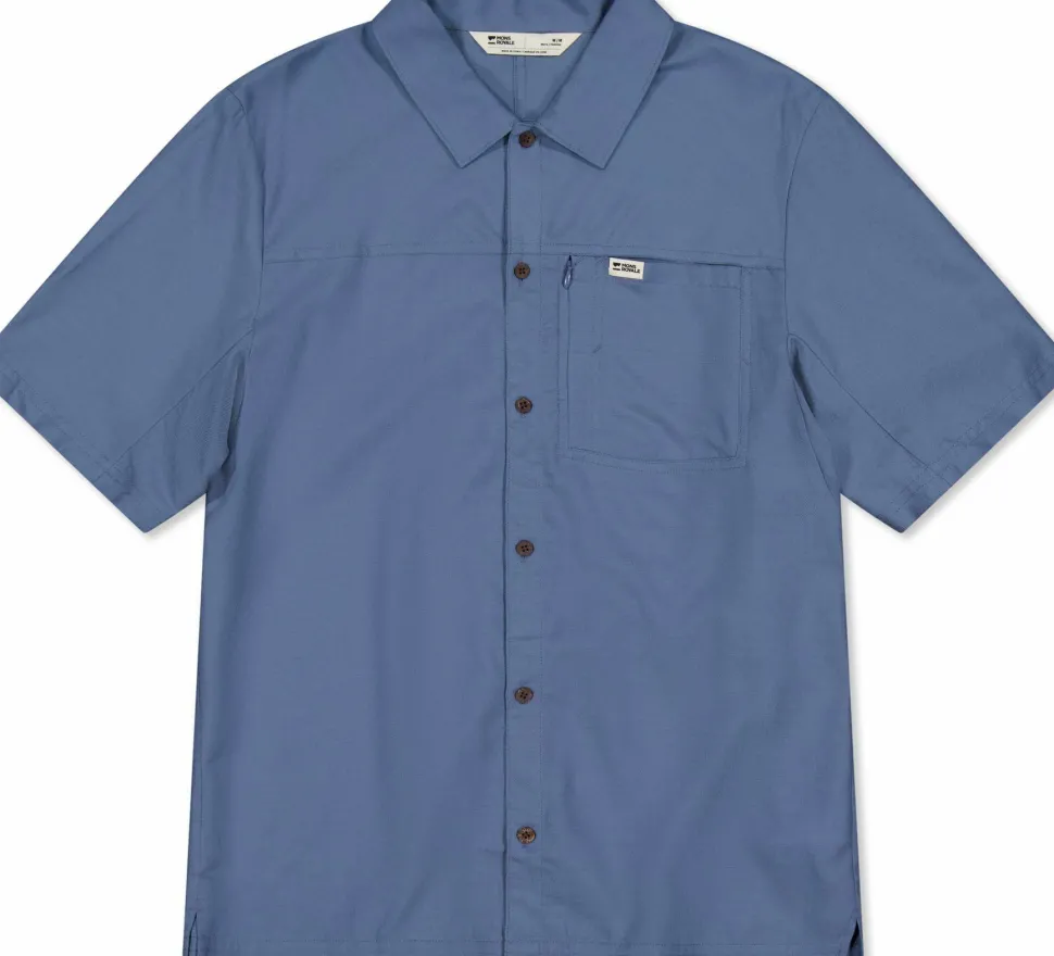 Mons Royale Men's At Merino Short Sleeve Shirt Horizon Blue