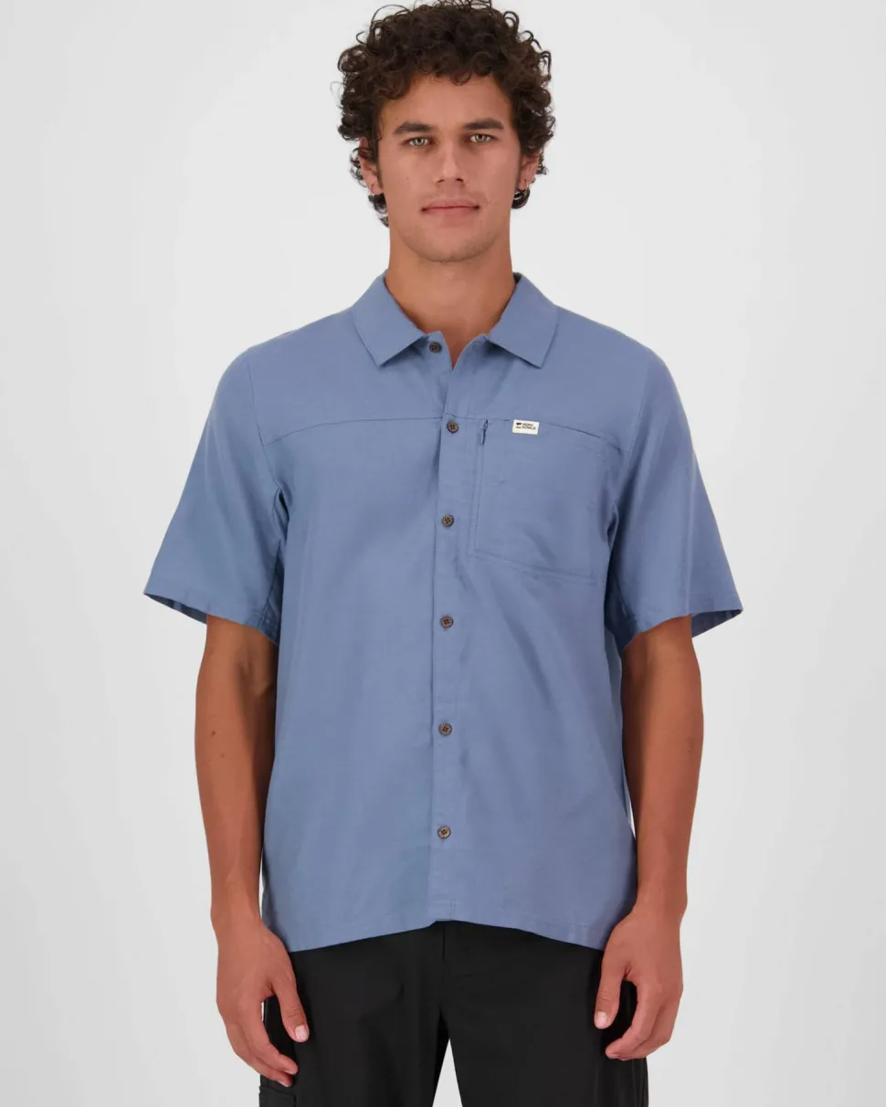 Mons Royale Men's At Merino Short Sleeve Shirt Horizon Blue