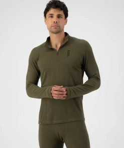 Mons Royale Men's Cascade Merino Flex 200 1/4 Zip Dark Olive