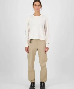 Mons Royale Women's Yonder Merino Organic Cotton Long Sleeve Vintage White