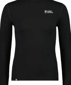 Women's Cascade Merino Base Layer Mock Neck Long Sleeve Black